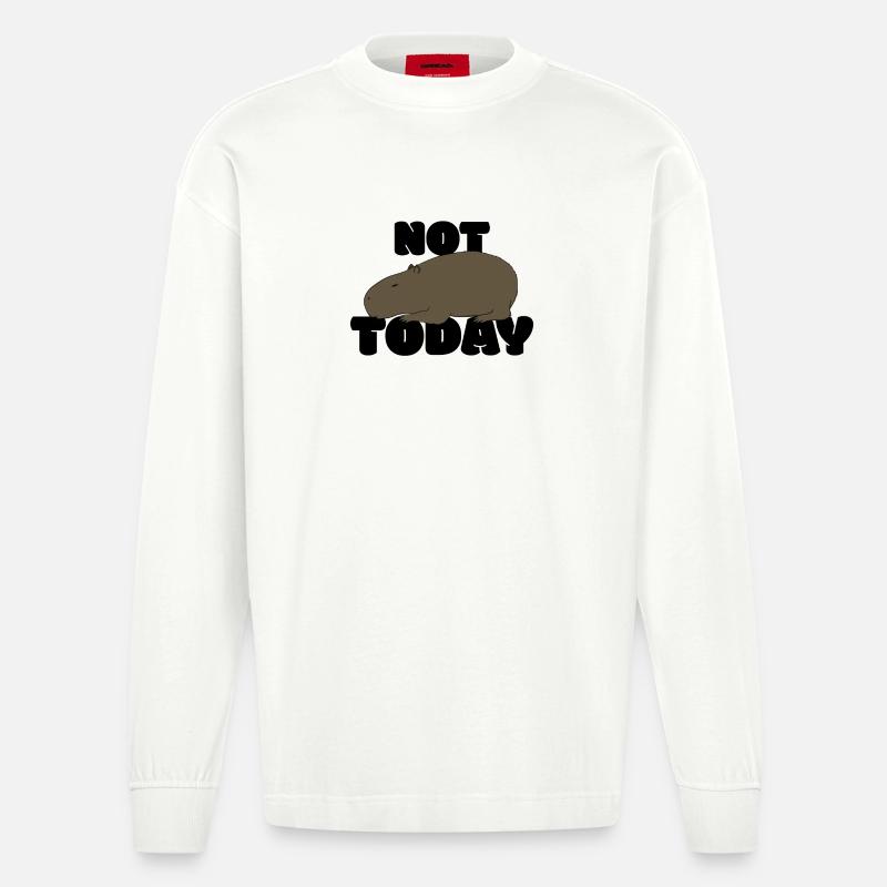Not today Capybara - Heavyweight Oversized Organic Langarmshirt Made in EU - OFF WHITE