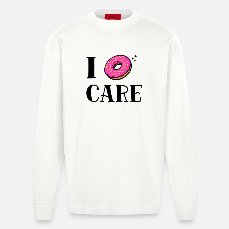 Is Mir Egal Witzig Donut Statement - Heavyweight Oversized Organic Langarmshirt Made in EU - OFF WHITE