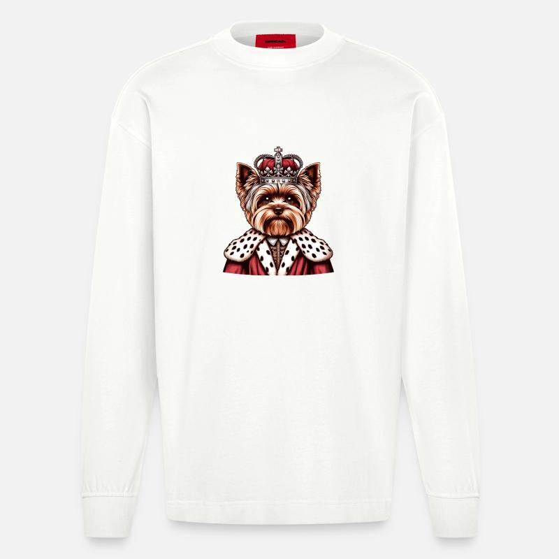 Yorkshire Terrier König - Heavyweight Oversized Organic Langarmshirt Made in EU - OFF WHITE