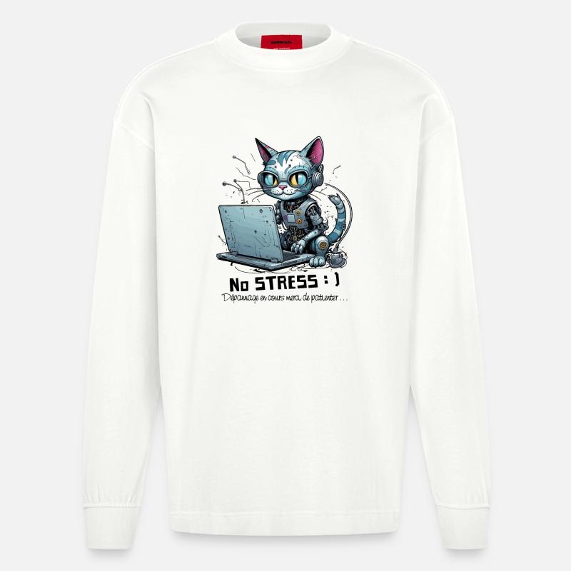 Geekiger Computer-Chat, Computer-Humor - Heavyweight Oversized Organic Langarmshirt Made in EU - OFF WHITE