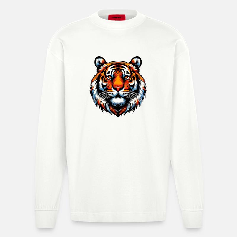 Tiger - Heavyweight Oversized Organic Langarmshirt Made in EU - OFF WHITE