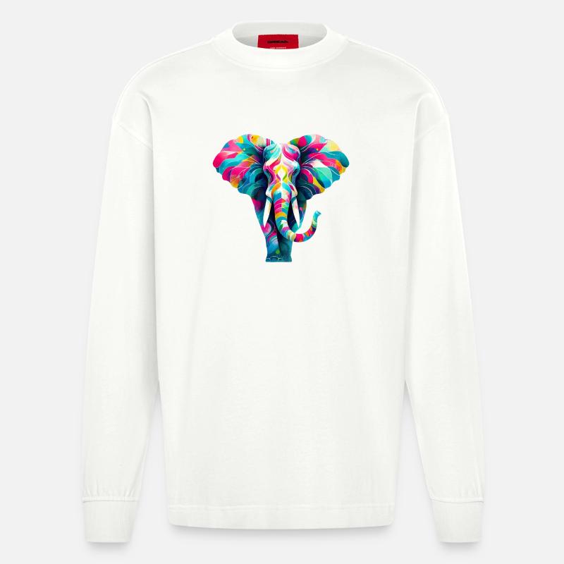 Elefant - Heavyweight Oversized Organic Langarmshirt Made in EU - OFF WHITE