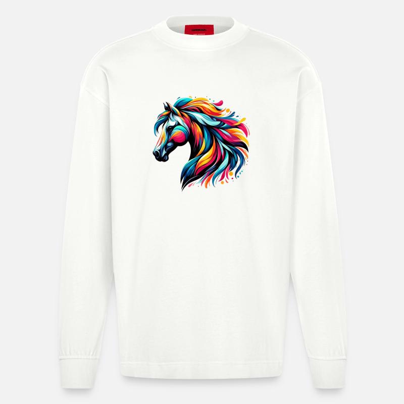 Pferd - Heavyweight Oversized Organic Langarmshirt Made in EU - OFF WHITE