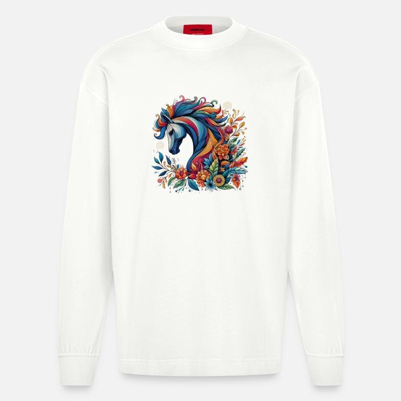 Pferd - Heavyweight Oversized Organic Langarmshirt Made in EU - OFF WHITE