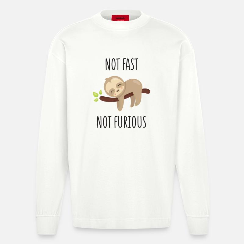 Nicht schnell, nicht wütend - Heavyweight Oversized Organic Langarmshirt Made in EU - OFF WHITE