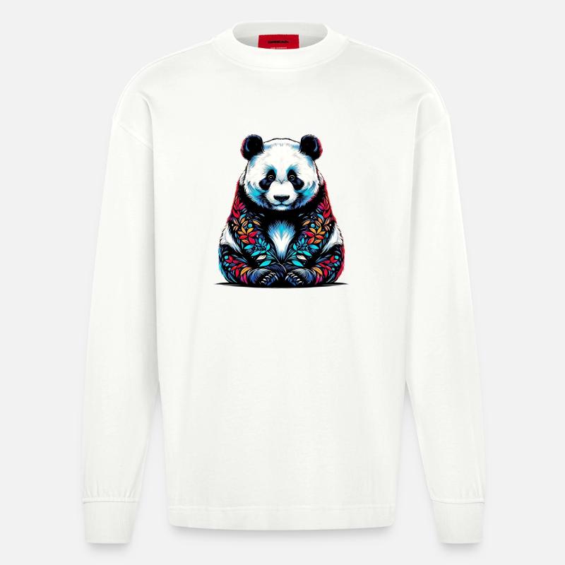 Panda - Heavyweight Oversized Organic Langarmshirt Made in EU - OFF WHITE
