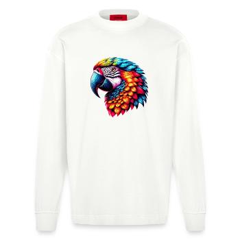 Papagei - Heavyweight Oversized Organic Langarmshirt Made in EU - OFF WHITE - Vorne