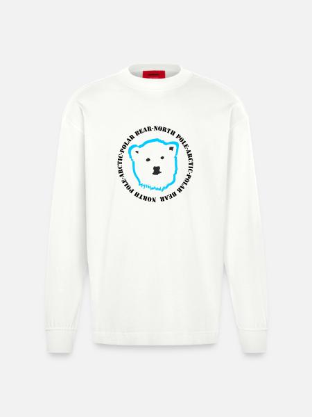 Eisbär 4 - Heavyweight Oversized Organic Langarmshirt Made in EU - OFF WHITE