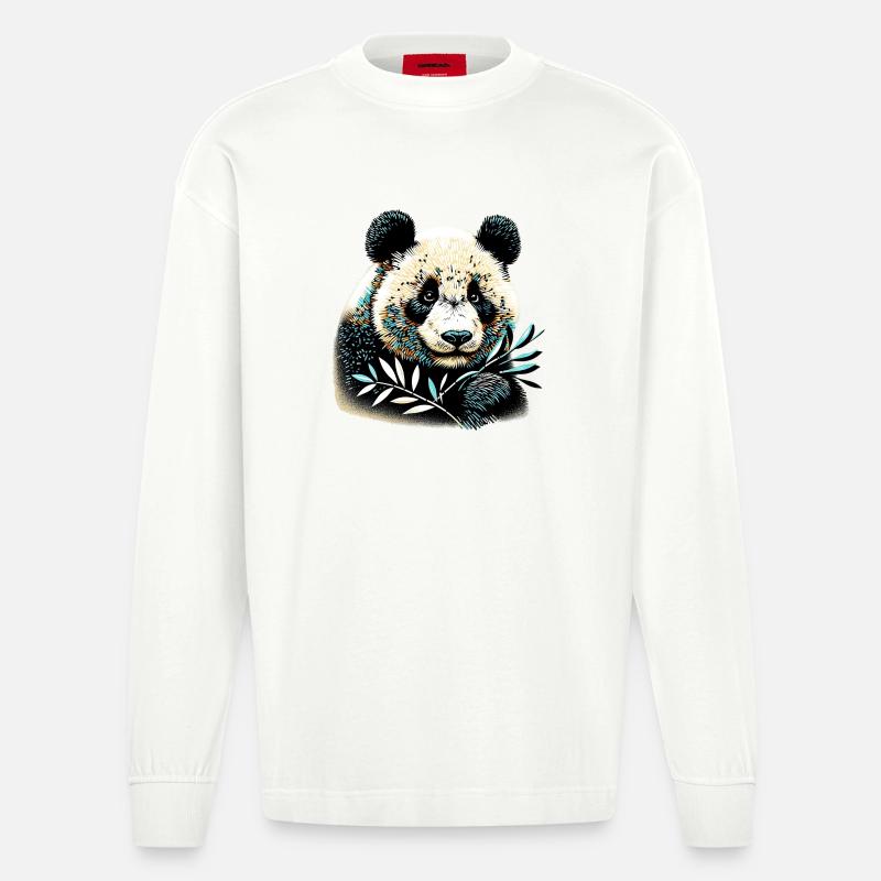 Panda - Heavyweight Oversized Organic Langarmshirt Made in EU - OFF WHITE