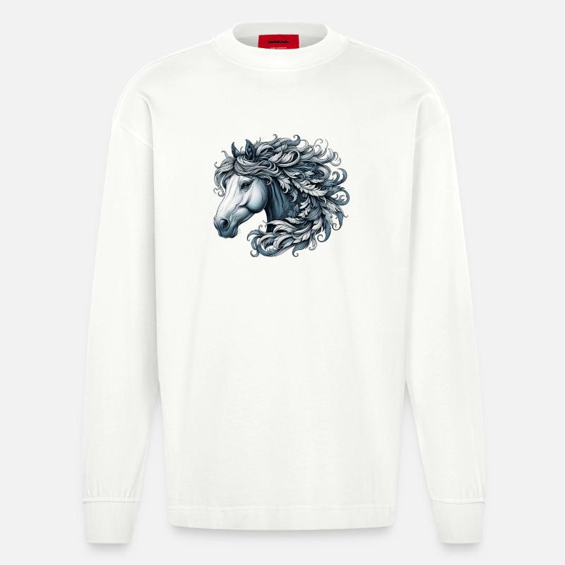 Pferd - Heavyweight Oversized Organic Langarmshirt Made in EU - OFF WHITE