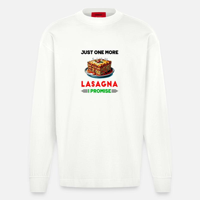 Nur noch eine Lasagne, versprochen - Heavyweight Oversized Organic Langarmshirt Made in EU - OFF WHITE