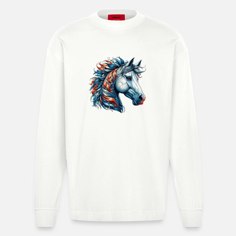 Pferd - Heavyweight Oversized Organic Langarmshirt Made in EU - OFF WHITE