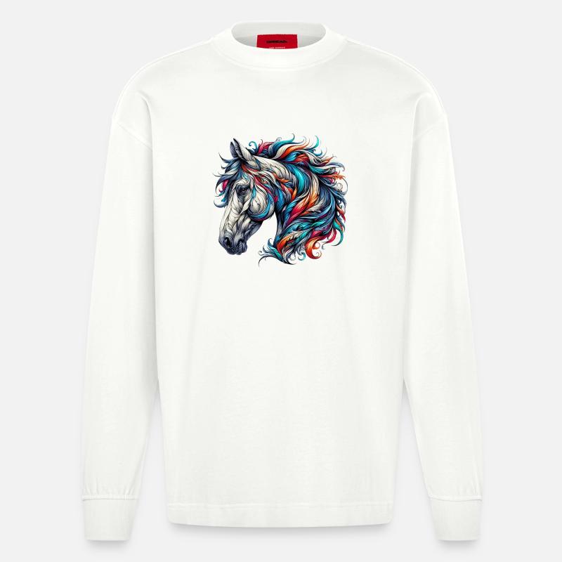 Pferd - Heavyweight Oversized Organic Langarmshirt Made in EU - OFF WHITE