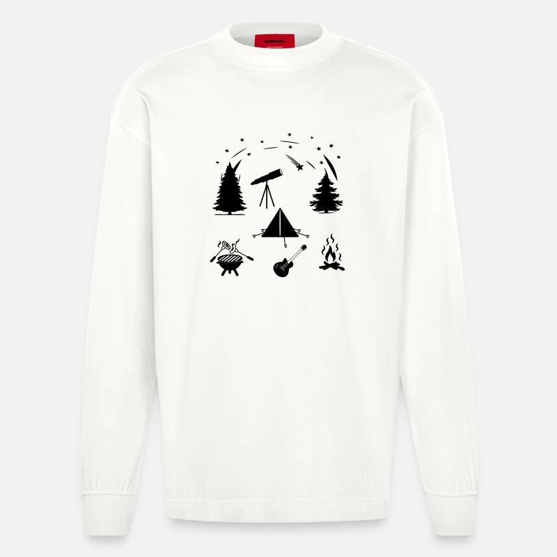 Camping-Leben - Heavyweight Oversized Organic Langarmshirt Made in EU - OFF WHITE