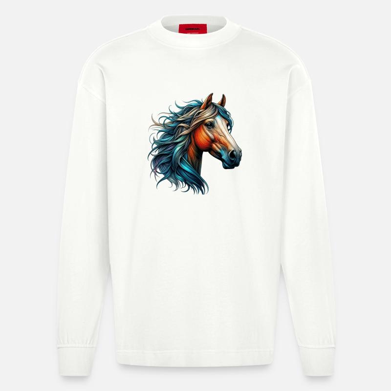 Pferd - Heavyweight Oversized Organic Langarmshirt Made in EU - OFF WHITE