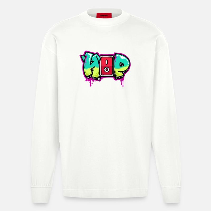 Strassenkunst Graffiti Spraydose Kunst Spruch - Heavyweight Oversized Organic Langarmshirt Made in EU - OFF WHITE