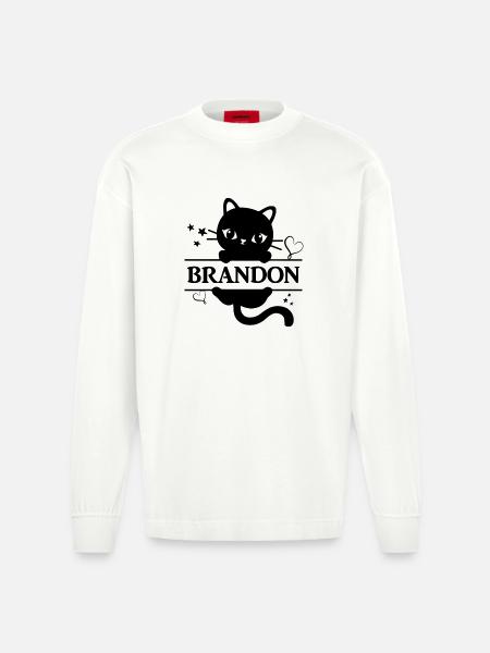 Brandon T-Shirt Katze Geschenkidee - Heavyweight Oversized Organic Langarmshirt Made in EU - OFF WHITE