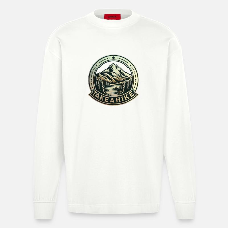 Machen Sie eine Wanderung! - Heavyweight Oversized Organic Langarmshirt Made in EU - OFF WHITE