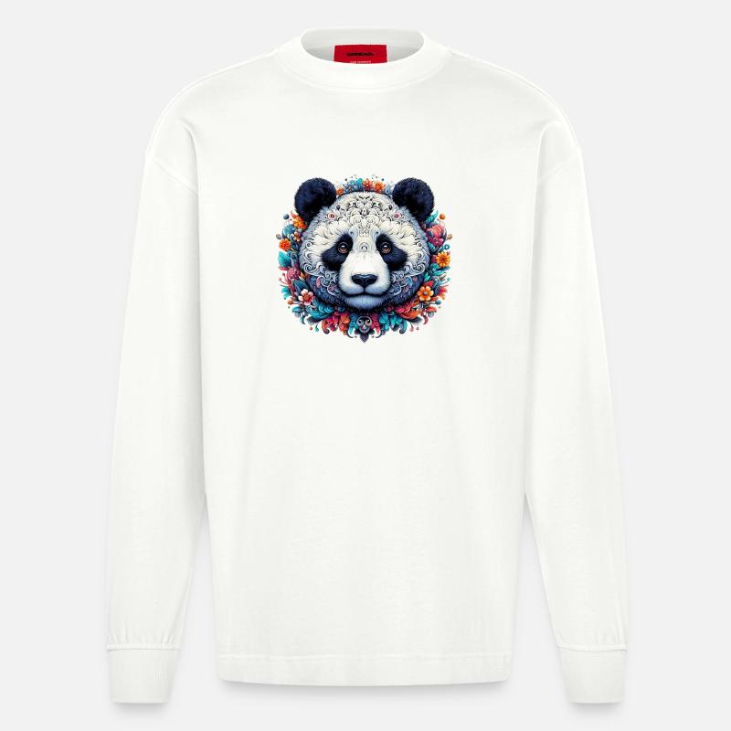 Panda - Heavyweight Oversized Organic Langarmshirt Made in EU - OFF WHITE