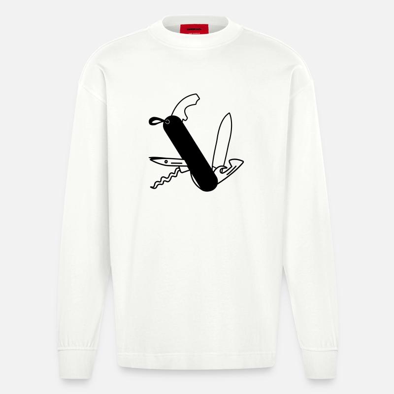 Überlebensmesser - Heavyweight Oversized Organic Langarmshirt Made in EU - OFF WHITE