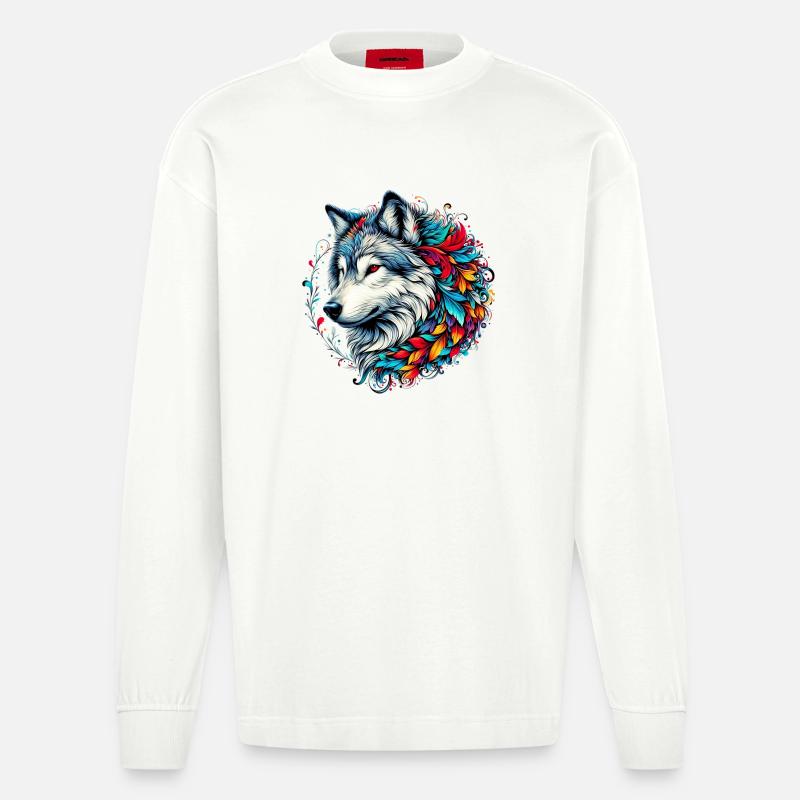 Wolf - Heavyweight Oversized Organic Langarmshirt Made in EU - OFF WHITE