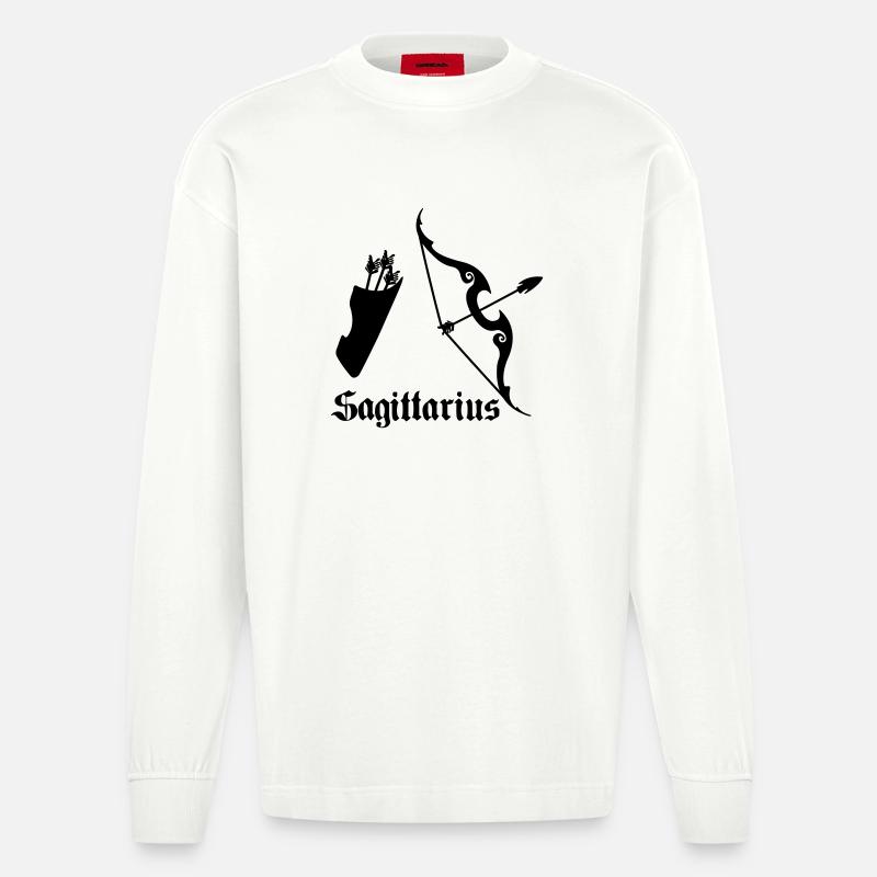 Pfeil und Bogen Schütze Schütze - Heavyweight Oversized Organic Langarmshirt Made in EU - OFF WHITE