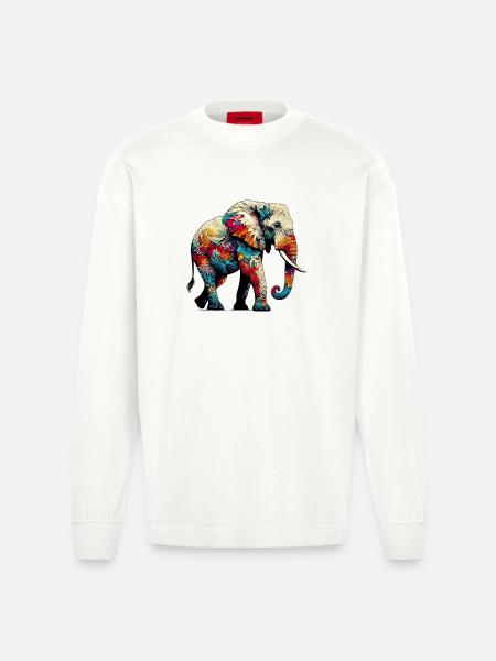Elefant - Heavyweight Oversized Organic Langarmshirt Made in EU - OFF WHITE