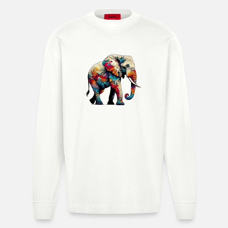 Éléphant - Manches longues bio épais oversize fabriqué en UE - OFF WHITE