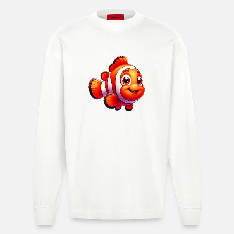 Clownfisch - Heavyweight Oversized Organic Langarmshirt Made in EU - OFF WHITE