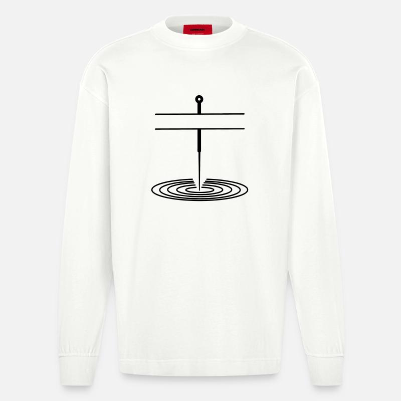 Bannière de nom de logo d’acupuncture - Manches longues bio épais oversize fabriqué en UE - OFF WHITE