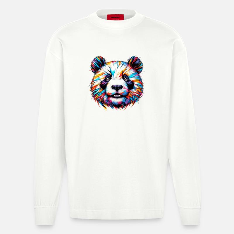 Panda - Heavyweight Oversized Organic Langarmshirt Made in EU - OFF WHITE