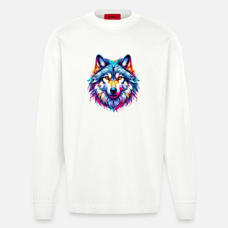 Wolf - Heavyweight Oversized Organic Langarmshirt Made in EU - OFF WHITE