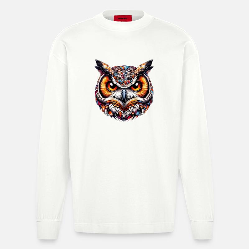Eule - Heavyweight Oversized Organic Langarmshirt Made in EU - OFF WHITE