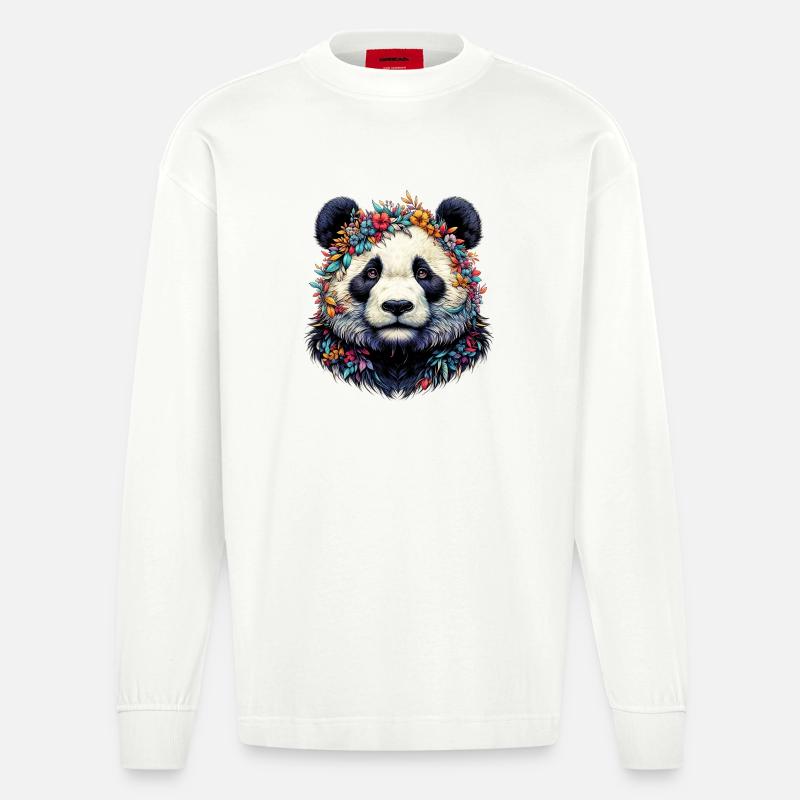 Panda - Heavyweight Oversized Organic Langarmshirt Made in EU - OFF WHITE