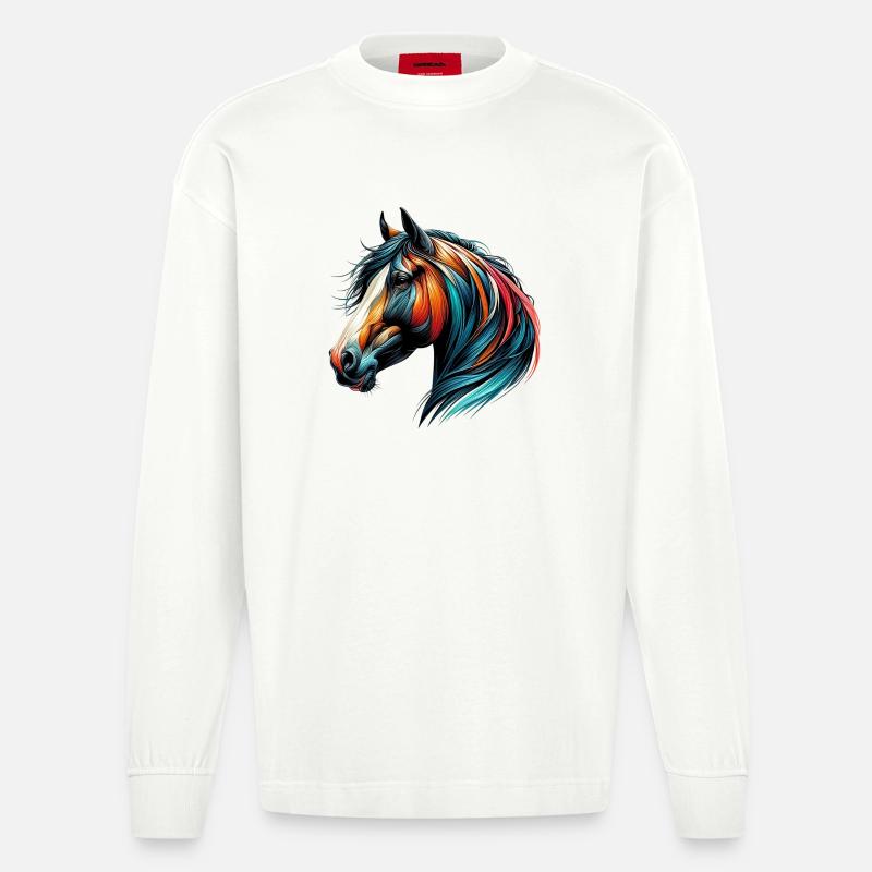 Pferd - Heavyweight Oversized Organic Langarmshirt Made in EU - OFF WHITE