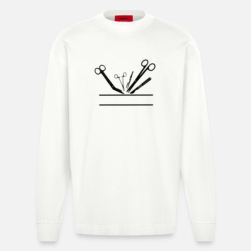 Bannière de nom d’outil d’opération - Manches longues bio épais oversize fabriqué en UE - OFF WHITE