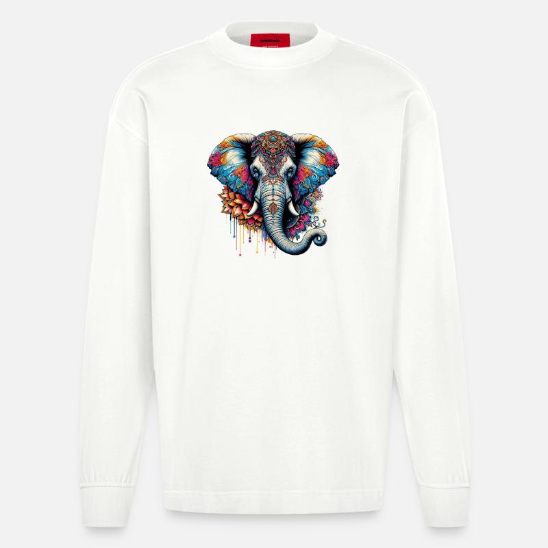 Elefant - Heavyweight Oversized Organic Langarmshirt Made in EU - OFF WHITE