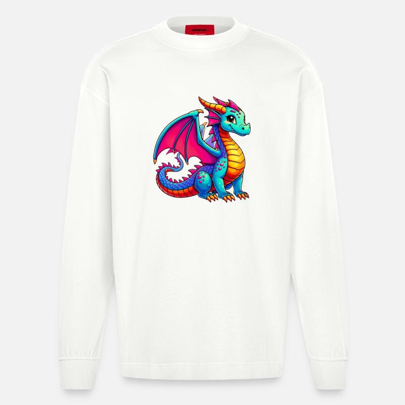 Drache - Heavyweight Oversized Organic Langarmshirt Made in EU - OFF WHITE