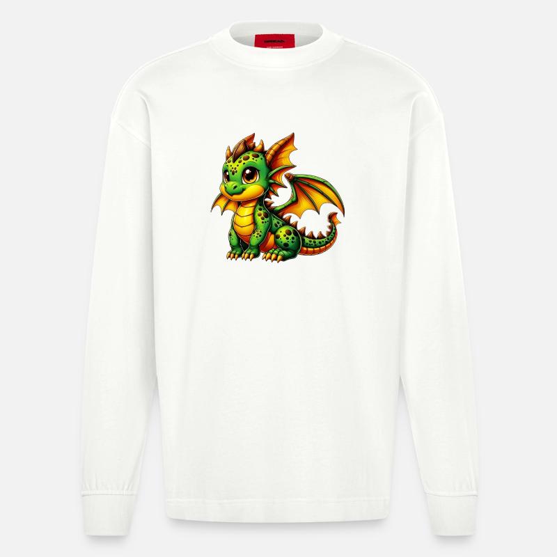 Drache - Heavyweight Oversized Organic Langarmshirt Made in EU - OFF WHITE