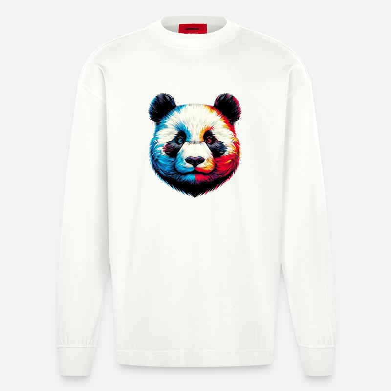 Panda - Heavyweight Oversized Organic Langarmshirt Made in EU - OFF WHITE