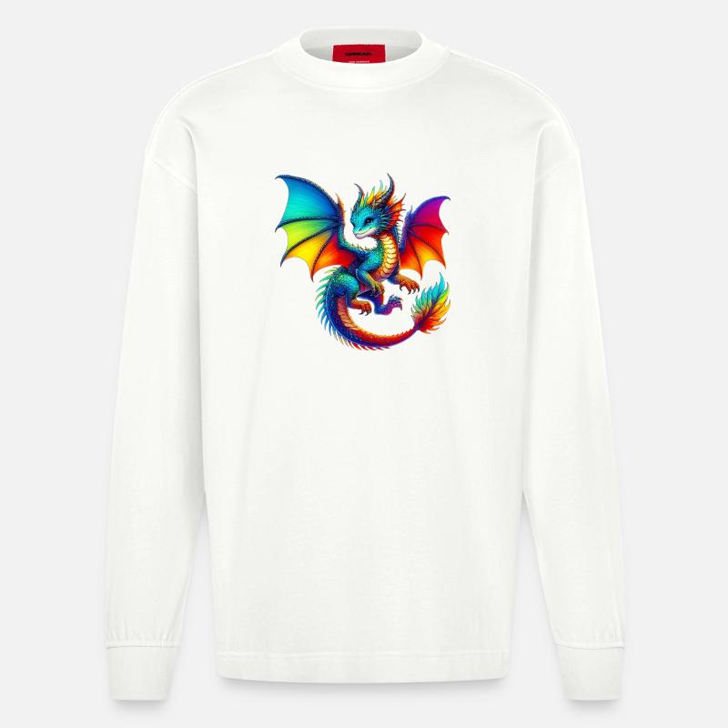 Drache - Heavyweight Oversized Organic Langarmshirt Made in EU - OFF WHITE