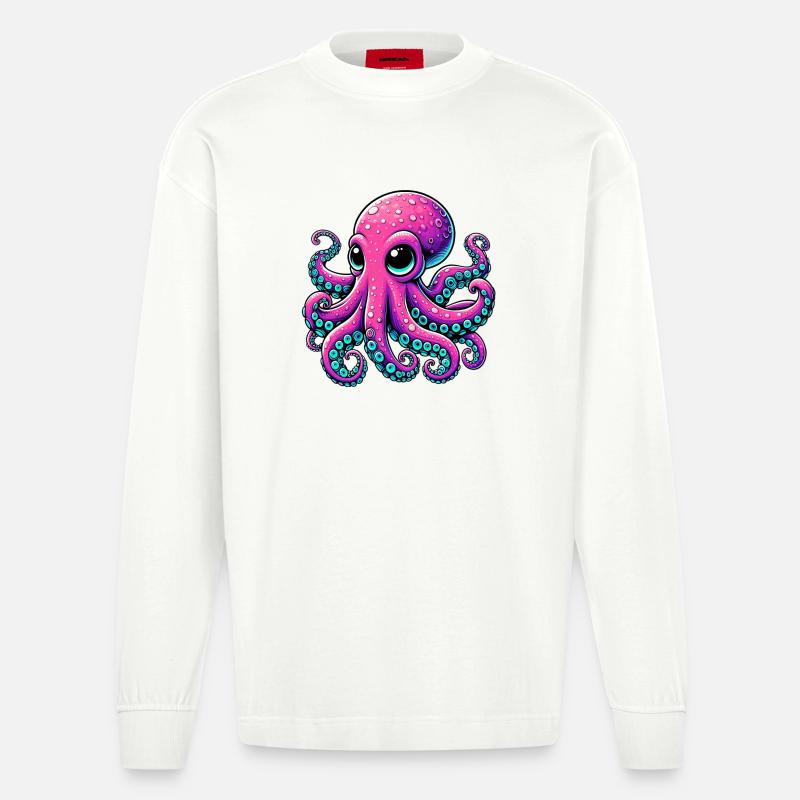 Krake - Heavyweight Oversized Organic Langarmshirt Made in EU - OFF WHITE