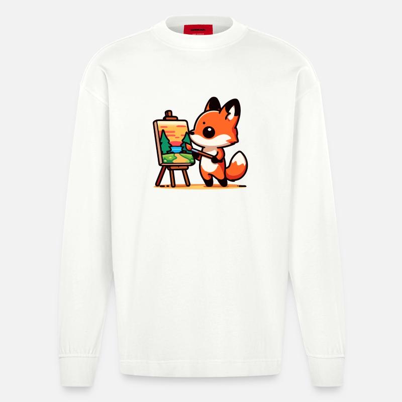 Fox Palette: Der Waldmaler - Heavyweight Oversized Organic Langarmshirt Made in EU - OFF WHITE