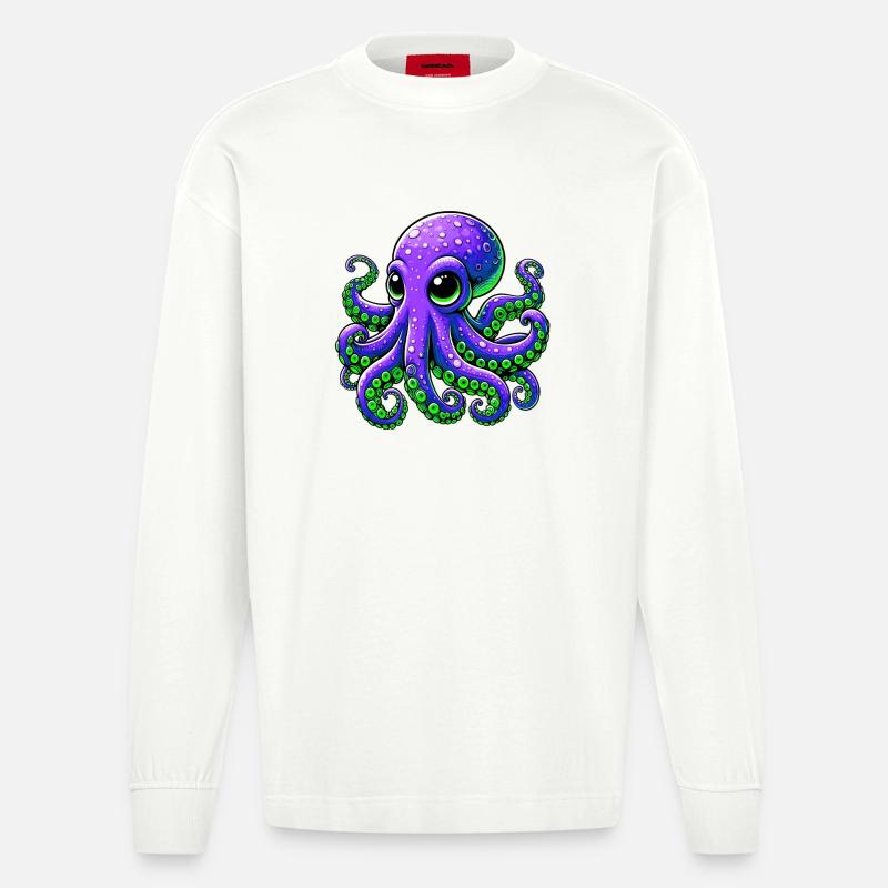 Pieuvre - Manches longues bio épais oversize fabriqué en UE - OFF WHITE