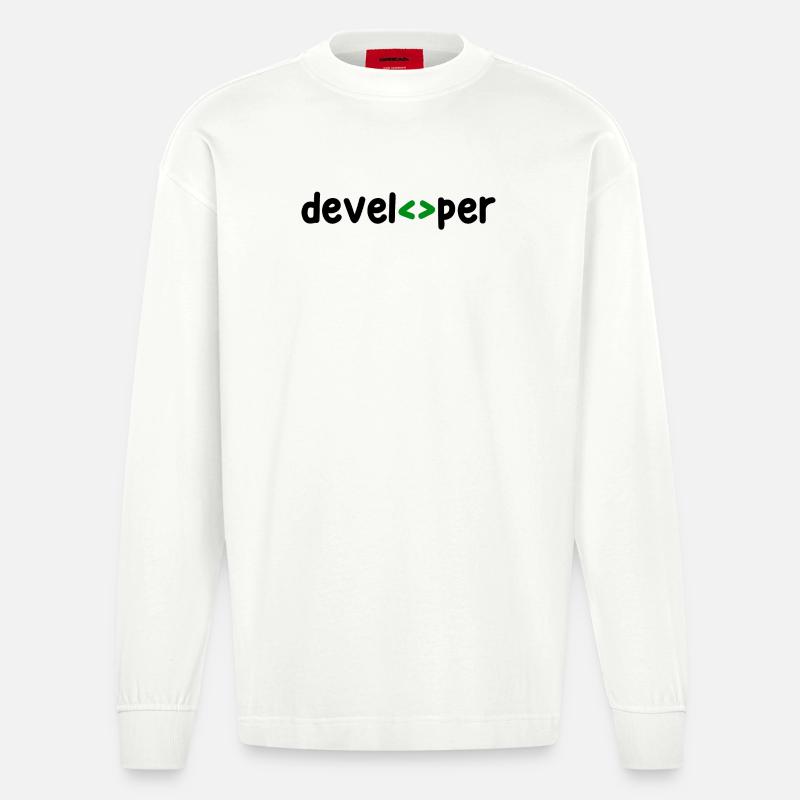 Développeur Spruch Coden Softwareentwickler Nerd - Manches longues bio épais oversize fabriqué en UE - OFF WHITE