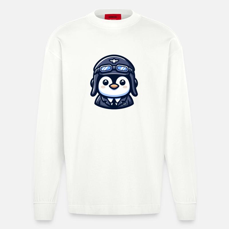 Flug der Eispiloten - Heavyweight Oversized Organic Langarmshirt Made in EU - OFF WHITE