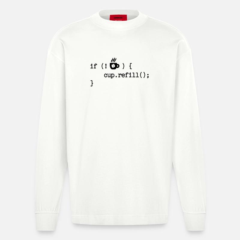 Developer Programmierer Code Webentwickler Debug - Heavyweight Oversized Organic Langarmshirt Made in EU - OFF WHITE