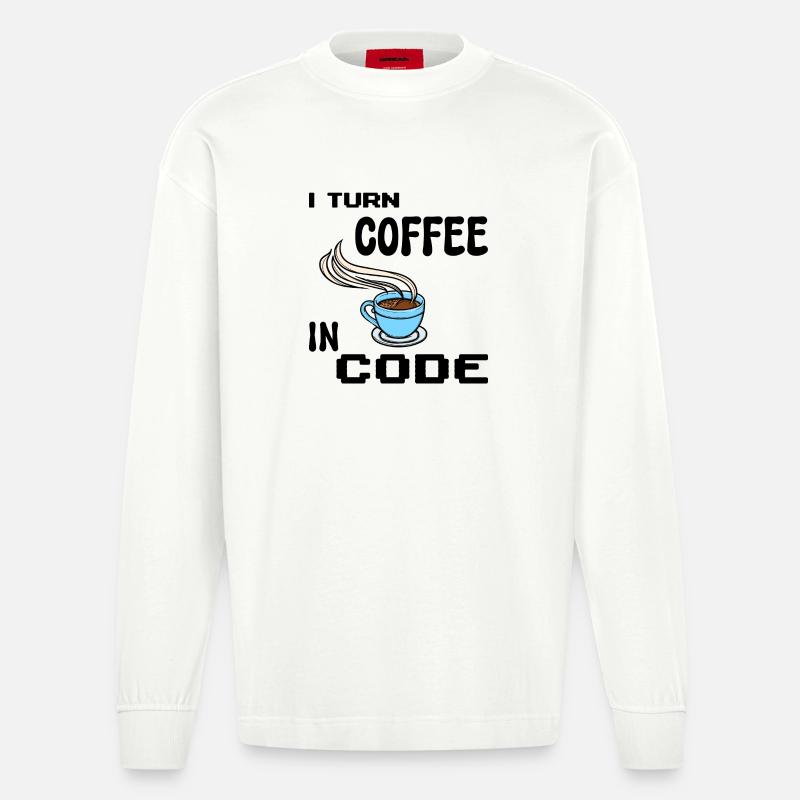 Programmeur de code Scripting Statement Développeur - Manches longues bio épais oversize fabriqué en UE - OFF WHITE