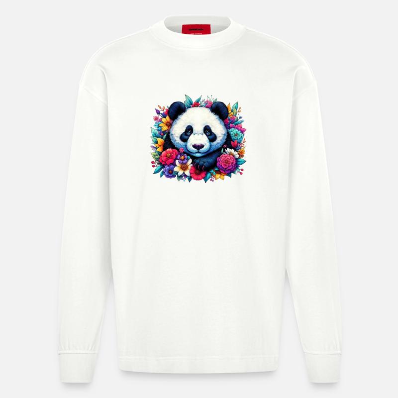 Panda - Heavyweight Oversized Organic Langarmshirt Made in EU - OFF WHITE