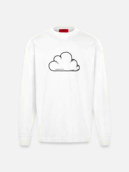 Cloud Design - Heavyweight Oversized Organic Longsleeve Shirt Made in EU - OFF WHITE